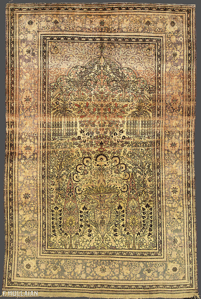 Tappeto Persiano Antico Kashan (Mohtasham) Seta Campo Preghiera n°:24162423
